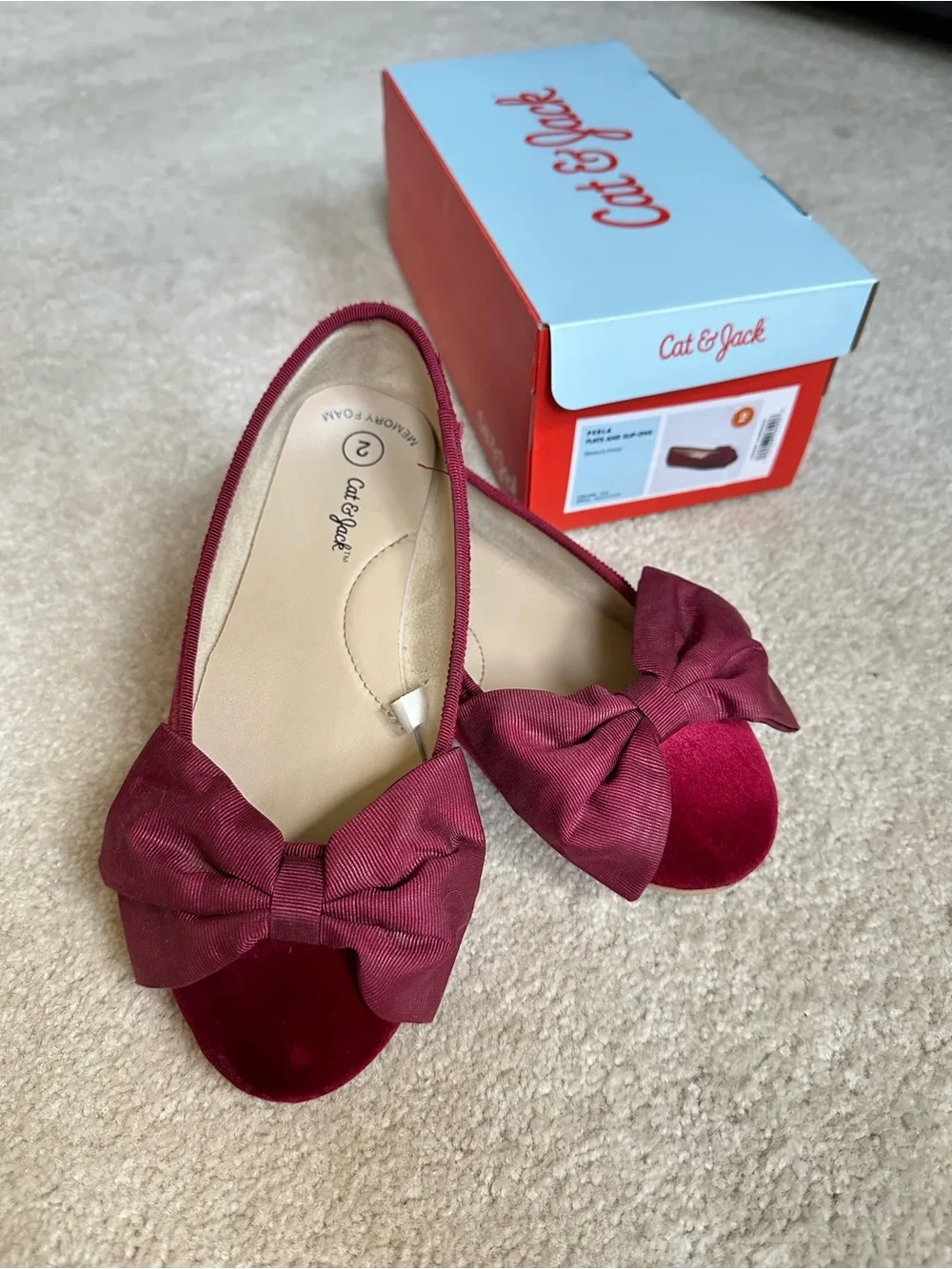 Cat & Jack Women's Wine Red Bow Ballet Flats